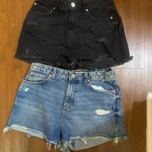 Primark Black and Blue Distressed Denim Shorts